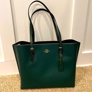 NWT Coach Dark Green Snake Print Handle Mollie Tote